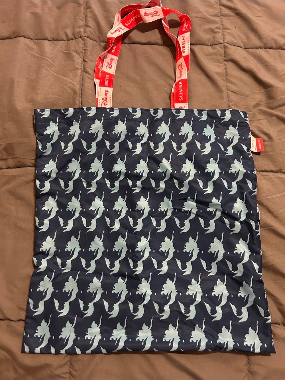 Harveys Disney Mermaid Pattern Shopper Tote - Navy & Light Blue